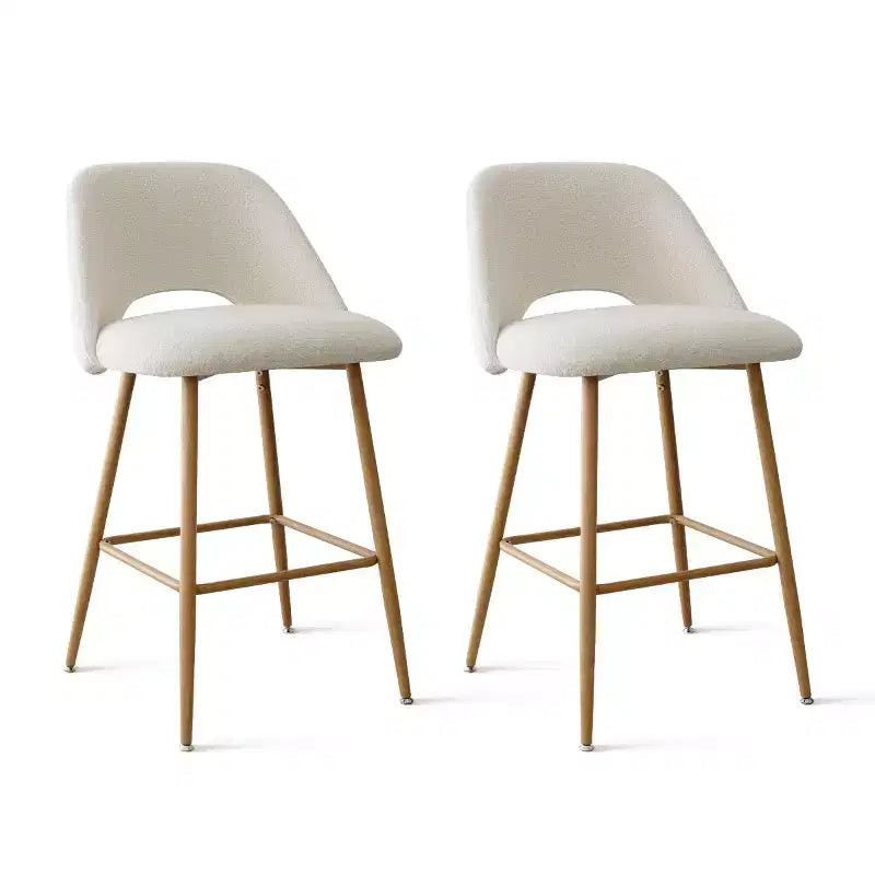 Set di 2 sgabelli da bar in boucle altezza bancone, 27 sedie moderne imbottite per isola cucina con gambe in metallo finitura legno