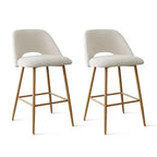 Set di 2 sgabelli da bar in boucle altezza bancone, 27 sedie moderne imbottite per isola cucina con gambe in metallo finitura legno