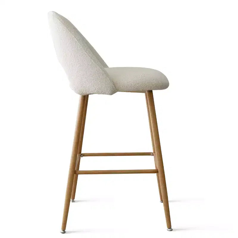 Set di 2 sgabelli da bar in boucle altezza bancone, 27 sedie moderne imbottite per isola cucina con gambe in metallo finitura legno