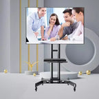 COZONY Mobile TV Cart Rolling Stand, Holds 32-65 TVs up to 110LBS, Height Adjustable, Black