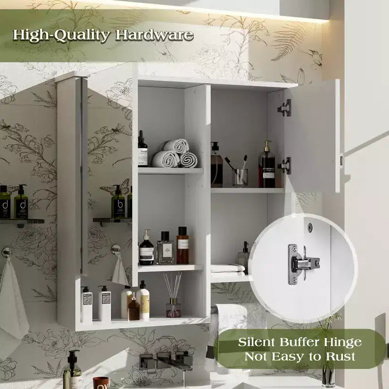 Mobiletto da bagno con specchio da parete moderno Mazie 29'', mensole e portasciugamani