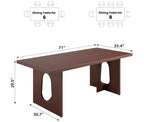 71 Lungo Tavolo da Pranzo per 6-10 Persone - Tavolo da Cucina con Piano Extra Spesso, Tavolo Rettangolare per Sala da Pranzo, Ufficio, Noce