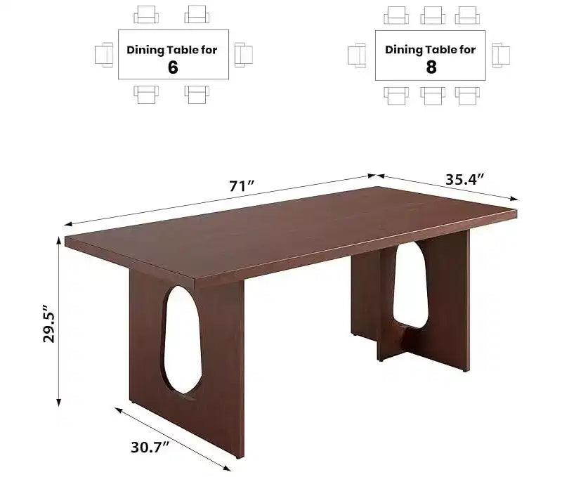 71 Lungo Tavolo da Pranzo per 6-10 Persone - Tavolo da Cucina con Piano Extra Spesso, Tavolo Rettangolare per Sala da Pranzo, Ufficio, Noce