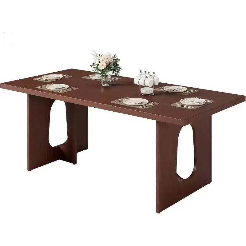 71 Lungo Tavolo da Pranzo per 6-10 Persone - Tavolo da Cucina con Piano Extra Spesso, Tavolo Rettangolare per Sala da Pranzo, Ufficio, Noce