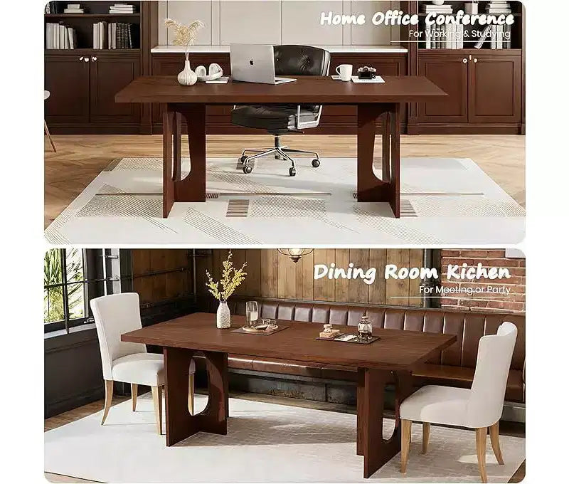 71 Lungo Tavolo da Pranzo per 6-10 Persone - Tavolo da Cucina con Piano Extra Spesso, Tavolo Rettangolare per Sala da Pranzo, Ufficio, Noce