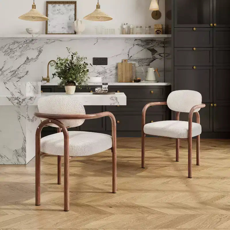Sedie da pranzo moderne in metallo imbottite con schienale (Set di 2)