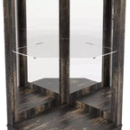 Mobile angolare bar con portabottiglie, mobile portavini alto 72 con specchio acrilico e portabicchieri, vetrinetta in legno per liquori per sala da pranzo e cucina