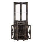 Mobile angolare bar con portabottiglie, mobile portavini alto 72 con specchio acrilico e portabicchieri, vetrinetta in legno per liquori per sala da pranzo e cucina