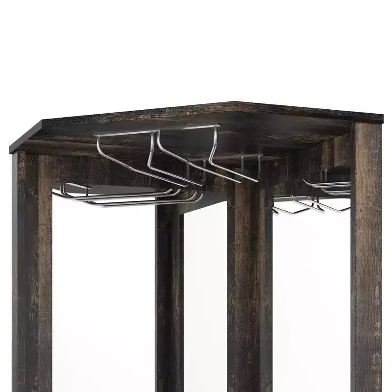 Mobile angolare bar con portabottiglie, mobile portavini alto 72 con specchio acrilico e portabicchieri, vetrinetta in legno per liquori per sala da pranzo e cucina