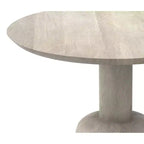 Tavolino rotondo contemporaneo Kessler in legno massello di mango, larghezza 45 cm, finitura sbiancata, completamente assemblato