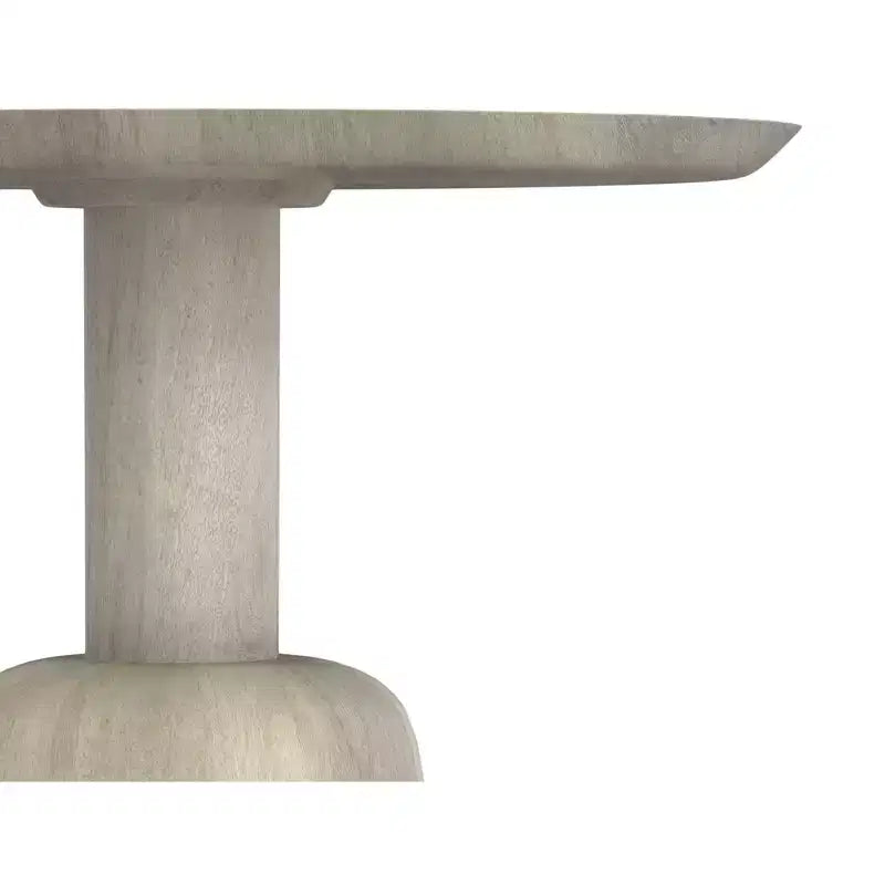 Tavolino rotondo contemporaneo Kessler in legno massello di mango, larghezza 45 cm, finitura sbiancata, completamente assemblato