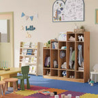 Guardaroba scolastico a 5 sezioni con 9 scomparti, Organizer portaoggetti per asilo nido con 10 ganci per casa, scuola, nido, scuola materna