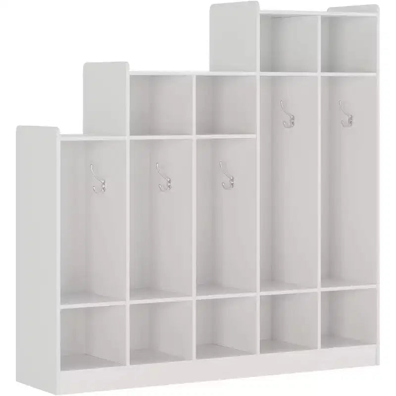 Guardaroba scolastico a 5 sezioni con 9 scomparti, Organizer portaoggetti per asilo nido con 10 ganci per casa, scuola, nido, scuola materna