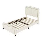 Letto a piattaforma imbottito in PU con testiera regolabile in altezza per la cameretta dei bambini, rosa