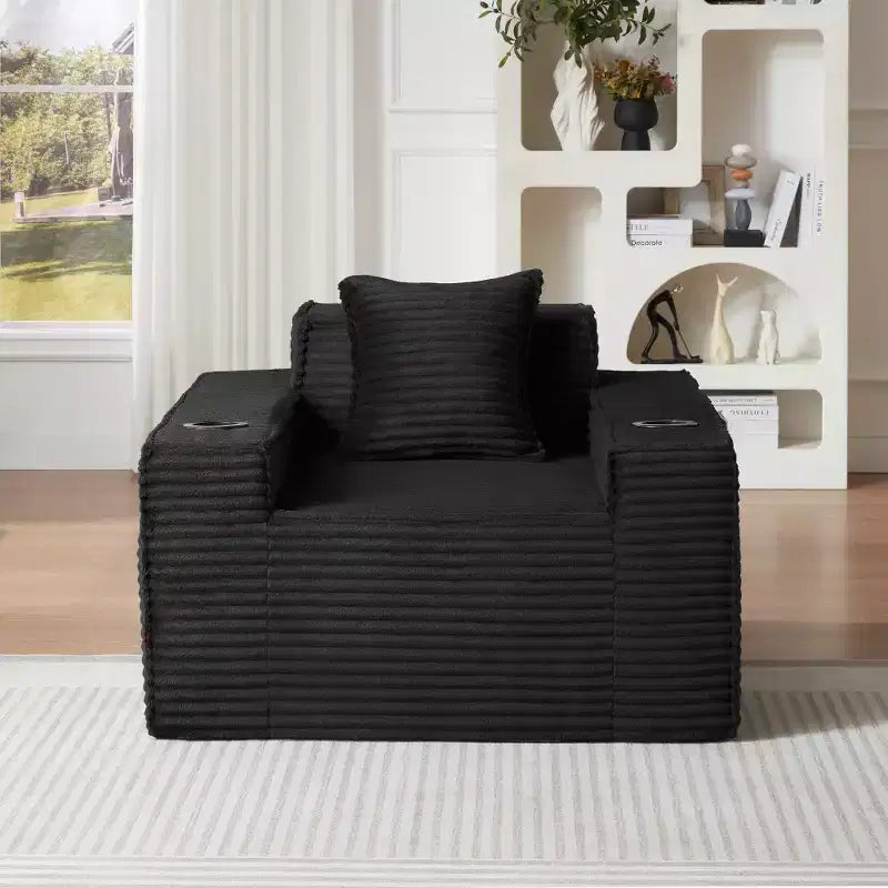 Zeus & Ruta Modern Corduroy Cloud Sofa, No Assembly Needed Couch for Compact Spaces & Apartments