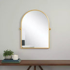 Specchio Accent con Cornice Inclinabile ad Arco in Metallo Dorato, 36