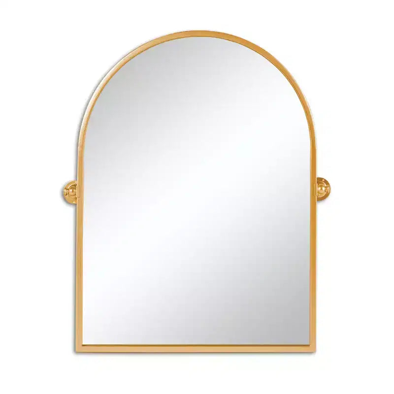 Specchio Accent con Cornice Inclinabile ad Arco in Metallo Dorato, 36