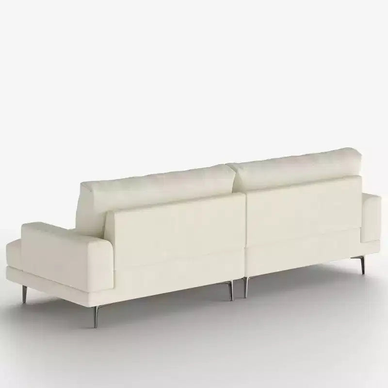 86.61 Divano a 3 Posti Moderno in Cotone con Cuscini dello Schienale Imbottiti in Piuma, Seduta Profonda, per Soggiorno, Beige