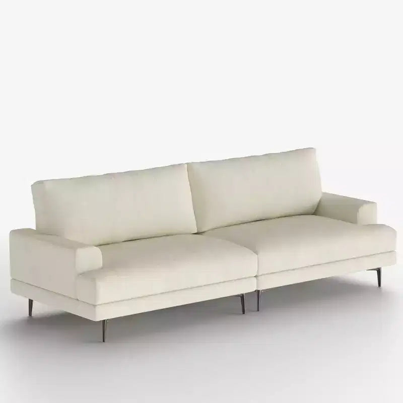 86.61 Divano a 3 Posti Moderno in Cotone con Cuscini dello Schienale Imbottiti in Piuma, Seduta Profonda, per Soggiorno, Beige