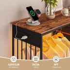 Cassettiera 49,2 w con Asta Appendino e Luci, Organizer per Armadio a 6 Cassetti con Stazione di Ricarica