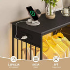 Cassettiera 49,2 w con Asta Appendino e Luci, Organizer per Armadio a 6 Cassetti con Stazione di Ricarica