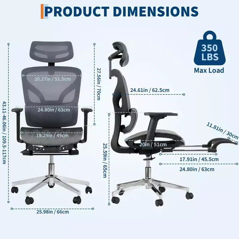 Sedia da Ufficio Ergonomica, Comoda Sedia da Scrivania con Schienale Alto e Braccioli Regolabili 3D, Sedia Girevole per Lavoro, Studio, Gaming
