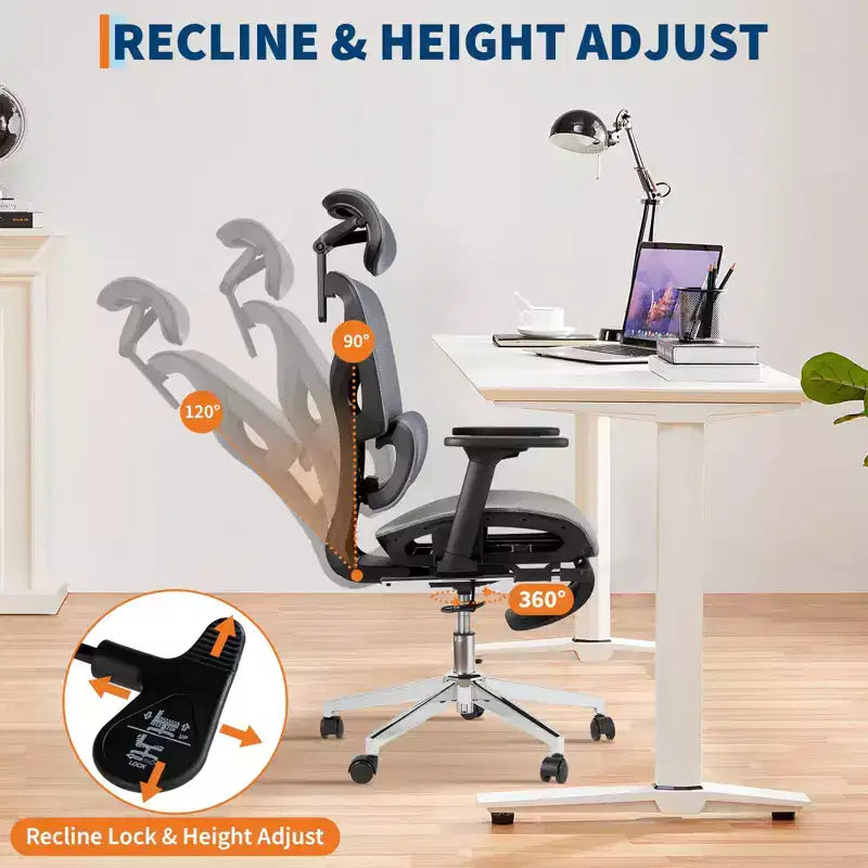 Sedia da Ufficio Ergonomica, Comoda Sedia da Scrivania con Schienale Alto e Braccioli Regolabili 3D, Sedia Girevole per Lavoro, Studio, Gaming