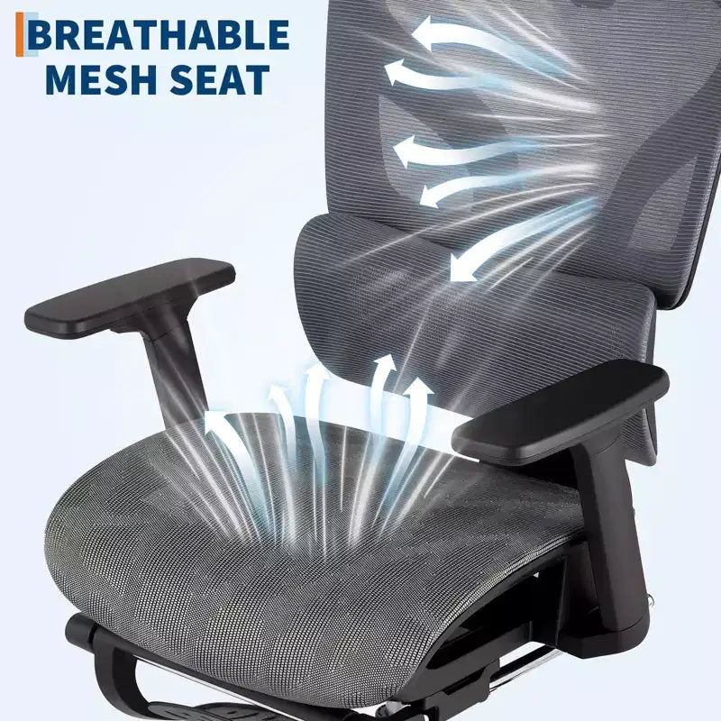 Sedia da Ufficio Ergonomica, Comoda Sedia da Scrivania con Schienale Alto e Braccioli Regolabili 3D, Sedia Girevole per Lavoro, Studio, Gaming