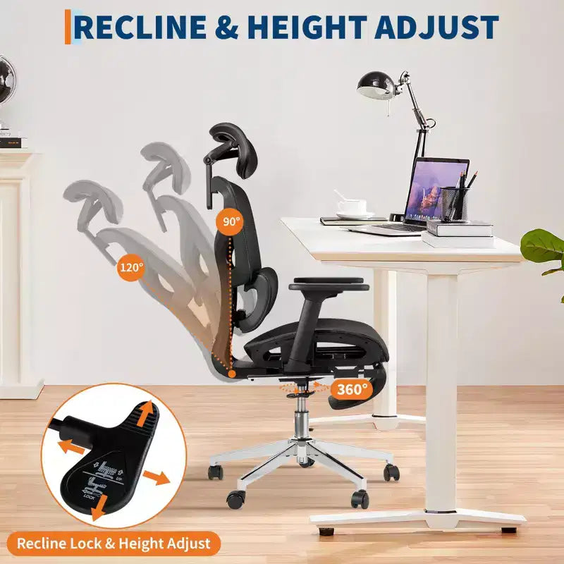 Sedia da Ufficio Ergonomica, Comoda Sedia da Scrivania con Schienale Alto e Braccioli Regolabili 3D, Sedia Girevole per Lavoro, Studio, Gaming