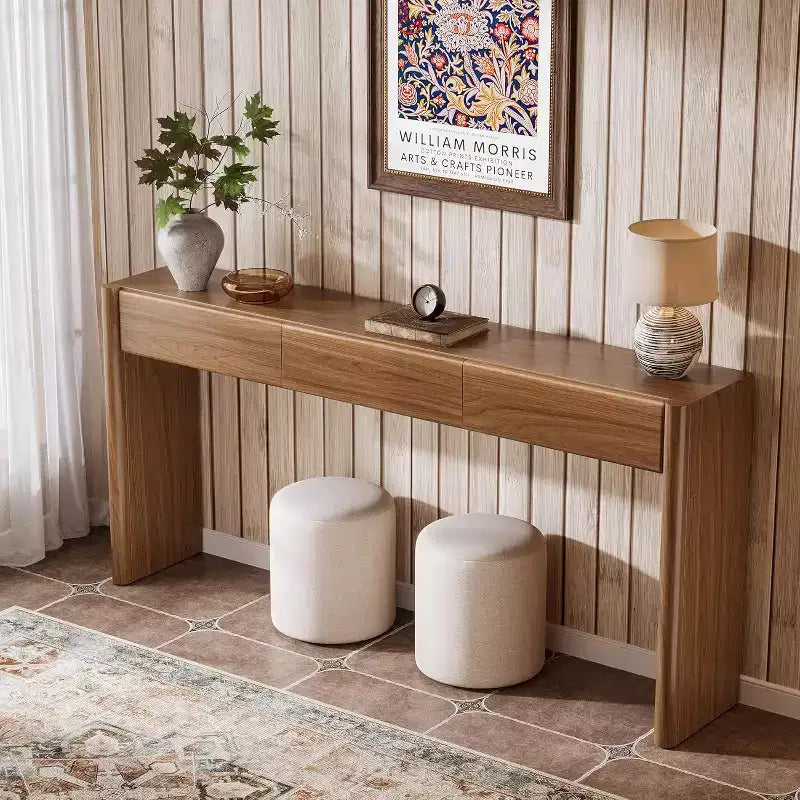 Lantine 70.9-Inch Console Table with 3 Drawers, Wooden Entryway Table Behind Couch for Entrance, Foyer, Hallway, Living Room, Brown, Easy Assembly