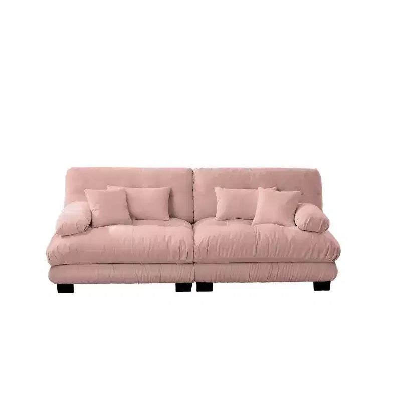 Divano a 2 Posti Cloud con 2 Cuscini Seduta, 2 Cuscini Lombari e 2 Cuscini Decorativi per Soggiorno Rosa