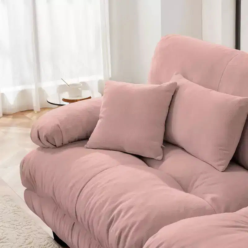 Divano a 2 Posti Cloud con 2 Cuscini Seduta, 2 Cuscini Lombari e 2 Cuscini Decorativi per Soggiorno Rosa