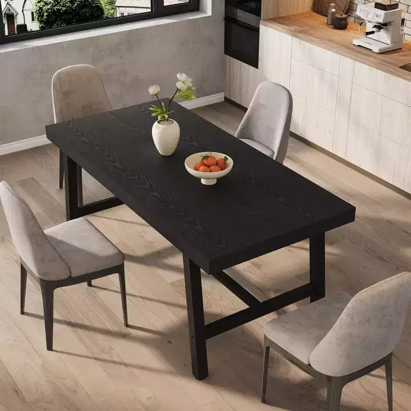 Tavolo da pranzo industriale per 4-6 persone, tavolo da cucina lungo 160 cm in legno con robusta struttura in metallo e finitura marrone rustico - Posti a sedere per 4 rettangolari