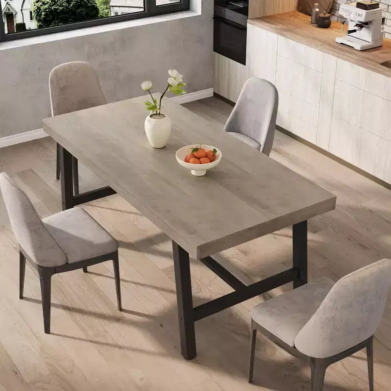 Tavolo da pranzo industriale per 4-6 persone, tavolo da cucina lungo 160 cm in legno con robusta struttura in metallo e finitura marrone rustico - Posti a sedere per 4 rettangolari