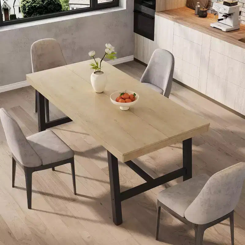 Tavolo da pranzo industriale per 4-6 persone, tavolo da cucina lungo 160 cm in legno con robusta struttura in metallo e finitura marrone rustico - Posti a sedere per 4 rettangolari