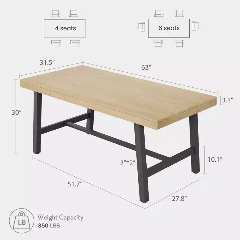 Tavolo da pranzo industriale per 4-6 persone, tavolo da cucina lungo 160 cm in legno con robusta struttura in metallo e finitura marrone rustico - Posti a sedere per 4 rettangolari