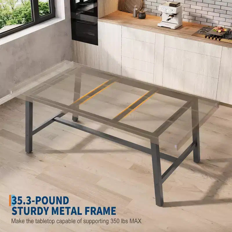 Tavolo da pranzo industriale per 4-6 persone, tavolo da cucina lungo 160 cm in legno con robusta struttura in metallo e finitura marrone rustico - Posti a sedere per 4 rettangolari