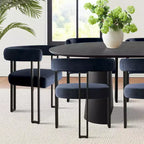 Set tavolo da pranzo allungabile da 47-83" per 8 persone, tavolo nero e 8 poltrone in velluto con eleganti gambe in metallo, ideale per riunioni