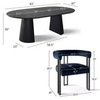 Set tavolo da pranzo allungabile da 47-83" per 8 persone, tavolo nero e 8 poltrone in velluto con eleganti gambe in metallo, ideale per riunioni