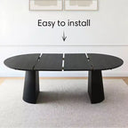 Set tavolo da pranzo allungabile da 47-83" per 8 persone, tavolo nero e 8 poltrone in velluto con eleganti gambe in metallo, ideale per riunioni