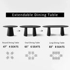 Set tavolo da pranzo allungabile da 47-83" per 8 persone, tavolo nero e 8 poltrone in velluto con eleganti gambe in metallo, ideale per riunioni