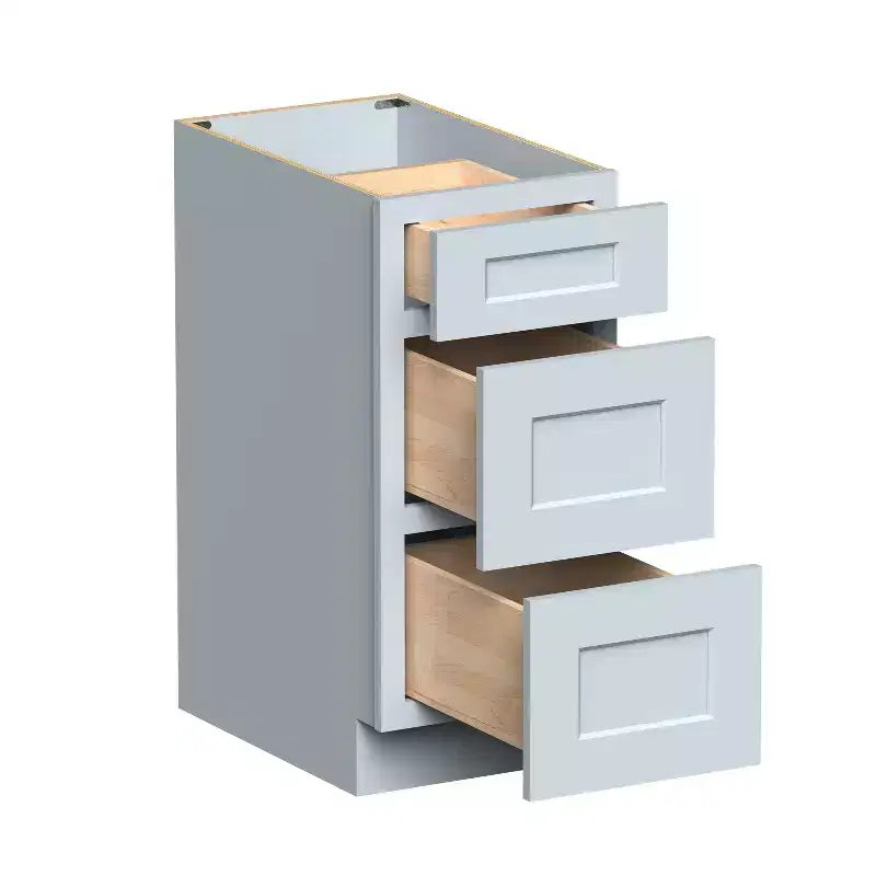 Meuble bas de cuisine CASAINC 15 l x 34,5 H x 24 P à 3 tiroirs, cadre en bois massif, peinture à faible teneur en COV à base d'eau, fermeture douce, à assembler, gris tourterelle