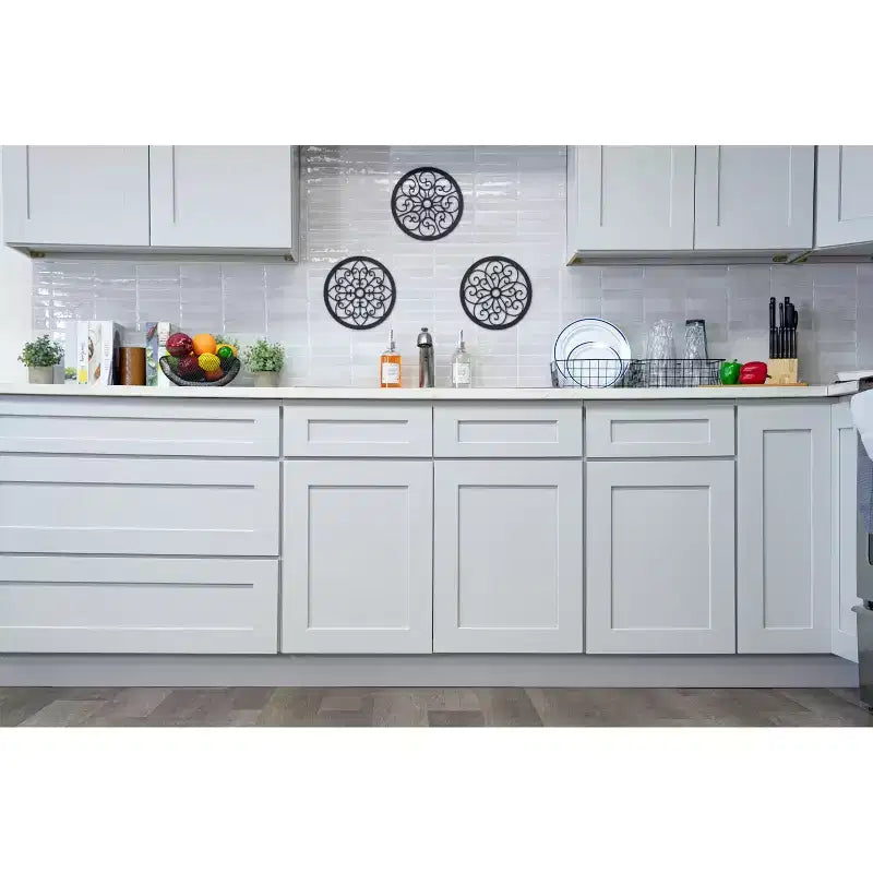Meuble bas de cuisine CASAINC 15 l x 34,5 H x 24 P à 3 tiroirs, cadre en bois massif, peinture à faible teneur en COV à base d'eau, fermeture douce, à assembler, gris tourterelle