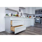 Meuble bas de cuisine CASAINC 15 l x 34,5 H x 24 P à 3 tiroirs, cadre en bois massif, peinture à faible teneur en COV à base d'eau, fermeture douce, à assembler, gris tourterelle