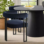 Set tavolo da pranzo allungabile da 120-210 cm per 4 persone, tavolo nero e 4 sedie da pranzo imbottite in velluto con gambe in metallo, stile moderno