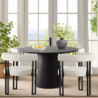 47-83 Extendable Dining Table Set for 4, Black Table and 4 Upholstered Velvet Dining Chairs with Metal Legs, Modern Style-Panipeachy