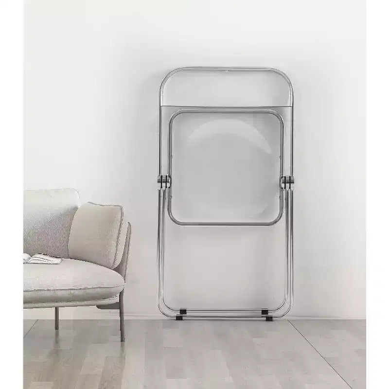 MAYEERTY Chaise pliante transparente Ghost, Siège en plastique acrylique avec cadre en acier chromé, Chaise de salle à manger empilable pour salon, camping, réception