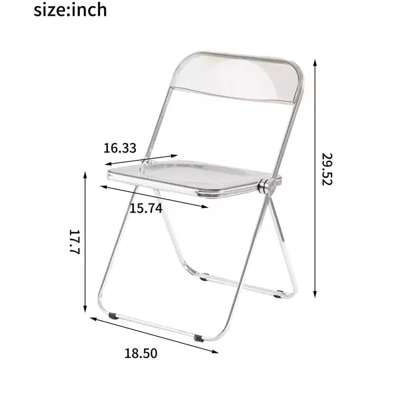 MAYEERTY Sedia Fantasma Trasparente Pieghevole, Seduta in Plastica Acrilica con Struttura in Acciaio Cromato, Sedia Impilabile da Pranzo per Soggiorno, Campeggio, Reception