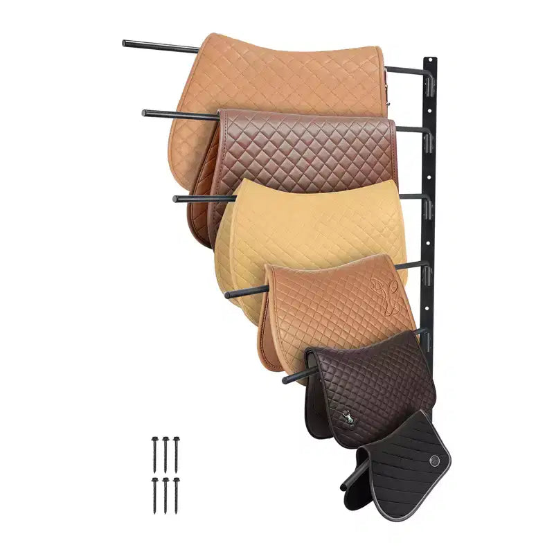 VEVOR Wall Mounted Saddle Rack, 30.9x29.9x5.5in, Swing Out Saddle Holder, Six Tiers Horse Saddle Stand, Space Saving Horse Pad and Blanket Rack,Black