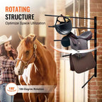 VEVOR Porte-selle mural, 78,5 x 76 x 14 cm, porte-selle pivotant, support de selle de cheval à six niveaux, porte-selle et couverture de cheval peu encombrant, noir